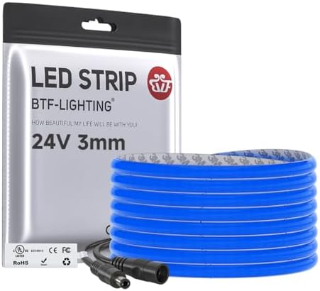 BTF-LIGHTING UL Listed Blue Color 3mm Width FCOB COB LED Strip Light by BTF-LIGHTING
