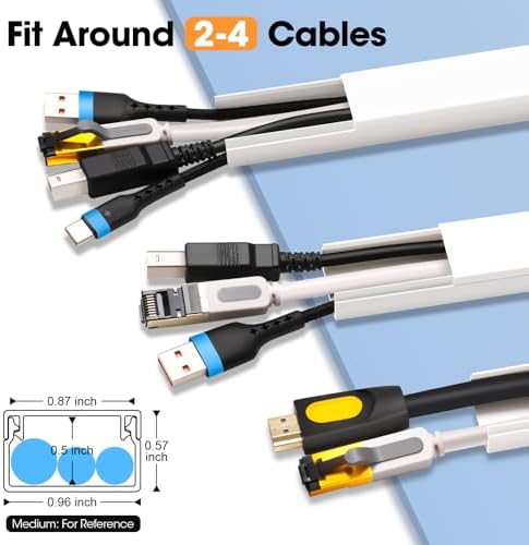 250in Cord Hider Kit, Cord Covers for Wires on Wall, Paintable Cable Raceway, Cord Hider for Wall Mount tv, tv Cable Hider Wall kit, Wire Covers for Cords, 16X L15.75 X W0.96in X H0.57in, White - Image 2