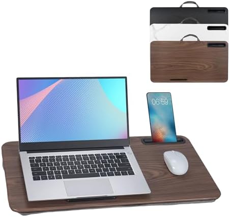 Portable Laptop Desk Fits Up to 16“ Laptops, with Tablet Slot, Built-in Cushion, Great for Home & Office,Lap Desk for Laptop,Lap Desk with Cushion (Brown, Large) by YUELAKE