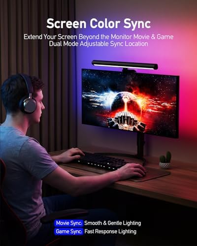 RGB Computer Light Bar， LED Monitor Lamp Screen Light Bar, Adjustable Monitor Light Bar with Clip Mount,for Computer Monitors and Home Office Settings - Image 3