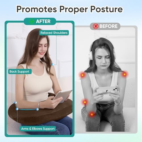 Reading Pillow for Gaming, Lap Desk Pillow Crochet Pillow Ergonomic Arm Support for Sitting in Bed or Couch, Pain Relief and Fatigue for Gaming, Reading, Crocheting, Playing & Working - Image 3