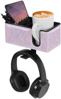 Under Desk Cup Holder Clamp on Cup Holder PU Leather Clip on Desk Organizer by Aurynns