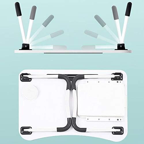 23.6'' Ergonomic Lap Desk with Storage Drawer & Cup Holder, Foldable Laptop Bed Table for Home Office, Gaming, Writing, Breakfast - Lightweight, Portable, Fits 18'' Laptops (White) - Image 2