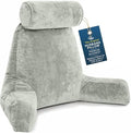 Husband Pillow XXL Reading Pillow for Bed Backrest with Arms - Desert Sage Adult - Unmatched Support Pillow for Sitting Up in Bed - Shredded Memory Foam Comfy Microplush Cover & Detachable Neck Roll by HusbandPillow