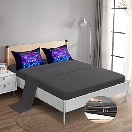ROWADALO 6 Pieces Gamer Bedding Set for Boys Gaming Comforter Full Size, Game Controller Comforter for Teen 3D Gamepad Microfiber 6 Piece Bed in A Bag Kids Bedding Sets with Sheets,DJT H5030 Full - Image 3