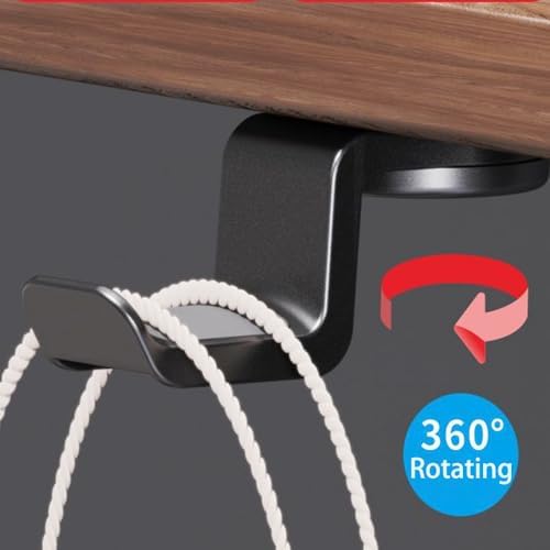 Headphone Hook Under Desk Holder Hanger Nylon 360° Rotating Adjustable Lightweight Students' Desk Hook Mount for Desk & Table Bag Backpack Headset Hook with 50lb Capacity (Screw Fixation) - Image 6