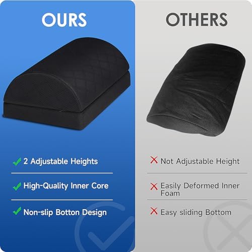 CushZone Foot Rest for Under Desk at Work, Black | 2-Height Adjustable Foot Stool for Office and Home, Office Desk Accessories, Ergonomic Foot Support - Image 4