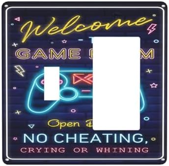 Decorative Outlet Covers Welcome to the Game Room Sign 2-Gang Combo Light Switch Cover Plate Single Toggle/Rocker Wall Plate Plug Switch Plate Covers for Bedroom Decor by JOOJIAO