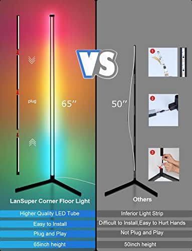LanSuper Smart Corner Floor Lamp, 65" RGBW Color Changing LED Floor Lamp - Image 6