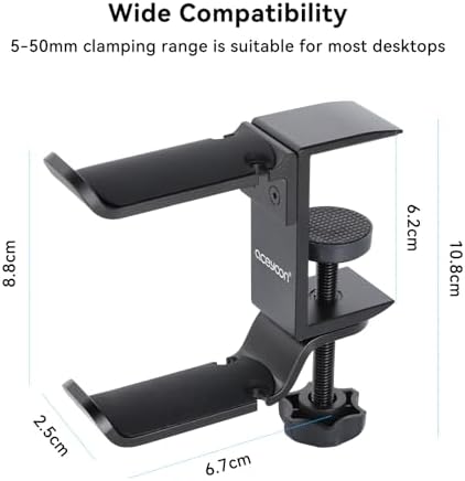 aceyoon Under Desk Headphone Hanger, 360 Degree Swivel Dual Stand, Aluminum Alloy Headset Stand for Desk,Headphone Hook for Gaming Headset,Bag, Black - Image 6