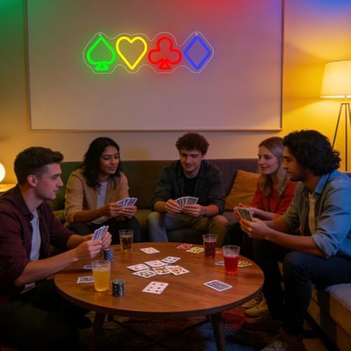 Playing Card Suits Neon Sign, Poker LED Neon Light for Wall Decor, Dimmable Poker Neon Sign for Game Room, Bar, Man Cave, Casino Party, Hotels, Great Gifts for Boys Men Shop Birthday - Image 7