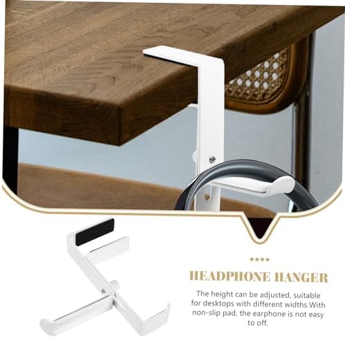 Lurrose Adjustable Metal Headphone Rack Under Desk with Non-Slip Pad Headset Hanger Clamp for Desktop Organization Compact Portable Design Suitable for Various Widths - Image 7