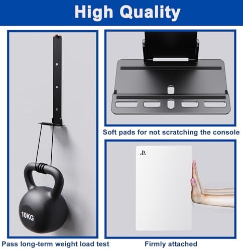 PS5 Wall Mount for PlayStation 5 Console - Sleek Hidden Design for Mounting Near or Behind TV, 2 Controller & Headset Holders Included (PS5 Original/PS5 Pro) - Image 5