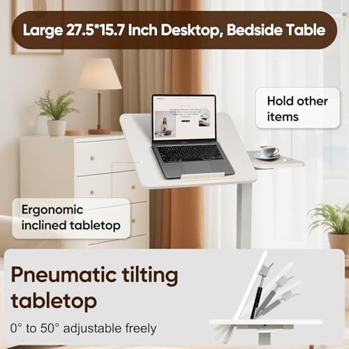 Adjustable Overbed Table with Wheels, Rolling Laptop Table for Bed & Sofa - Image 5