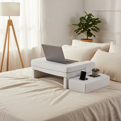 Sweetcrispy Ergonomic Lap Desk with Cup Holder & Reading Pillow, Grey - Image 6