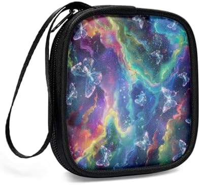 Starry Night Butterfly Earphone Case Earbuds Small Carrying Cases Portable Headphone Organizer Storage Pouch Bag with Handle - Image 3