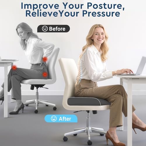 Seat Cushion, Memory Foam Office Chair Cushion, Gray, X-Large | Office Desk Accessories, Butt Pillow for Long Sitting Sciatica, Coccyx, Tailbone, Hip Pain Relief - for Home, Car, Airplane - Image 4
