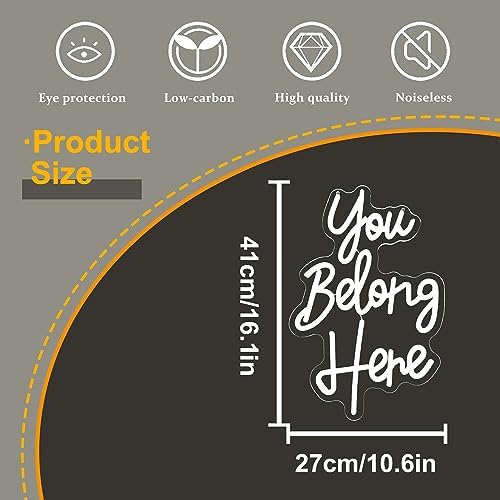 Allball You Belong Here Neon Signs for Wall Decor, Motivational Neon Sign Inspirational Quote Neon Light LED Classroom Decor, for Bedroom Salon Bar Home Wall Decor Classroom Decor Party(16.1 *10.6In) - Image 5