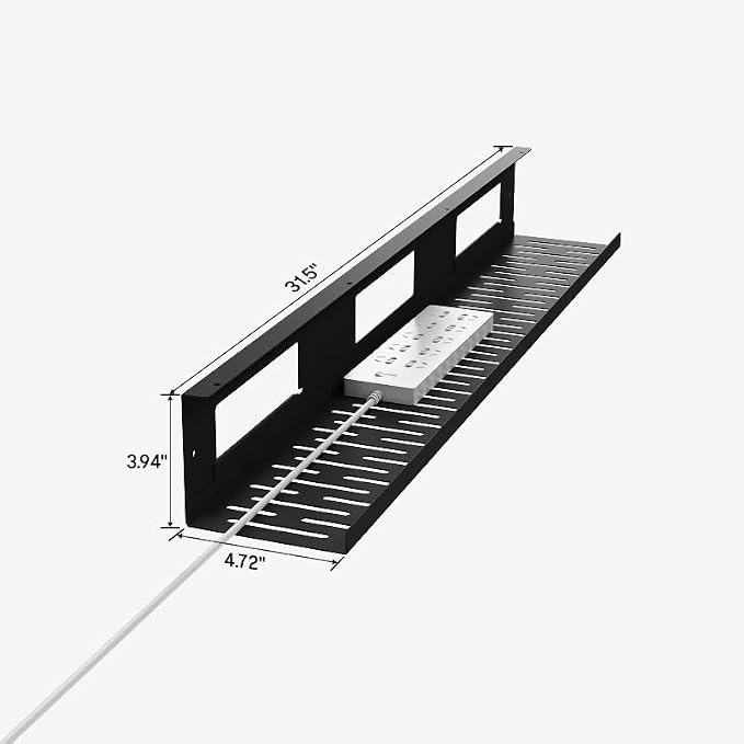 FLEXISPOT Black Cable Tray Metal Raceway Wire Organizer Office Home Computer Cable Management for Standing Desk - Image 2
