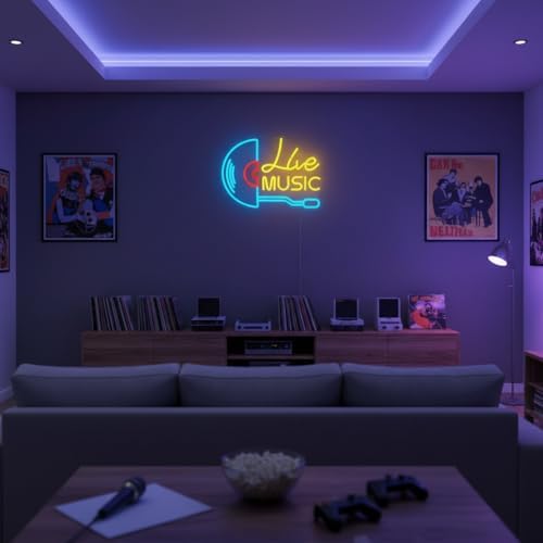 Live Music Neon Sign Vinyl Record LED Wall Light for Music Room Decor - Image 6