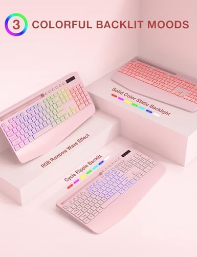 SABLUTE Wireless Keyboard and Mouse Combo, 9 Backlit Effects, RGB, 2.4GHz - Image 2