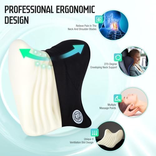 Car Neck Pillow for Driving Seat, Soft Memory Foam Headrest Pillow with Adjustable Strap and Removable Cover, Ergonomic Neck Support for Car, Office Chair, Gaming Chair – Green - Image 2