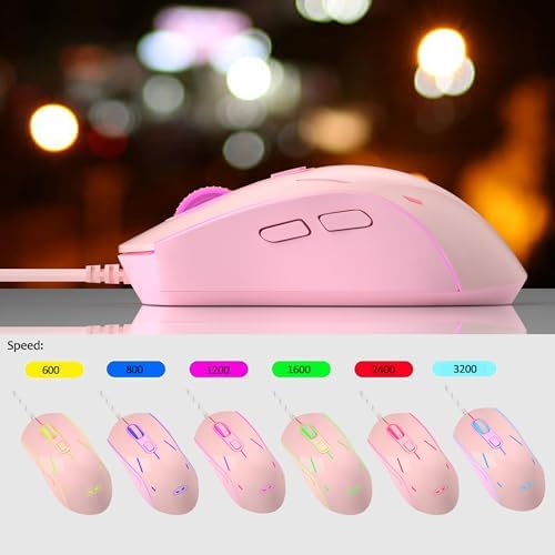MageGee GT838 Gaming Keyboard and Mouse Combo, 104 Keys RGB Backlit Quiet Wired Keyboards for Laptop PC MAC, with Number Pad, Metal Panel, Anti-Ghosting, Pink - Image 3