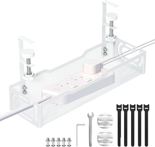 Under Desk Cable Management Tray, No Drill Mesh Cable Tray Cord Organizer by Unknown
