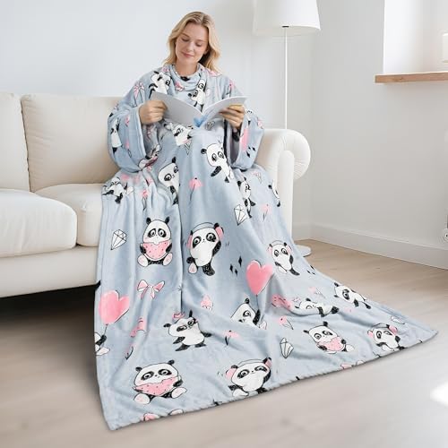 Catalonia Wearable Blanket with Sleeves for Women & Men, Fleece Wrap Throw - Image 2