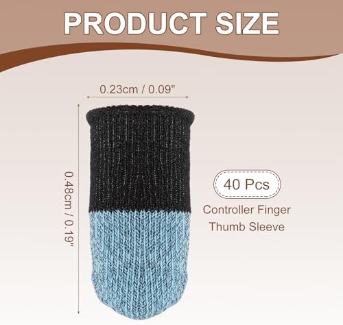 PATIKIL Controller Finger Thumb Sleeves, 40 Pack Mobile Gaming Finger Sleeve Silver Fiber Tip Gloves Anti-Sweat Breathable for Game Phone Touchscreen Devices, Blue - Image 2
