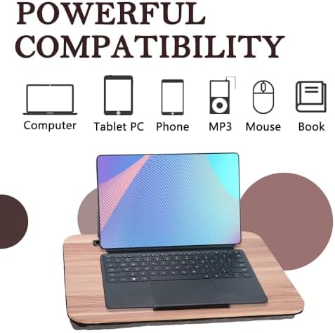 Portable Laptop Desk Fits Up to 16“ Laptops, with Tablet Slot, Built-in Cushion, Great for Home & Office,Lap Desk for Laptop,Lap Desk with Cushion (Warm Brown, Medium) - Image 6