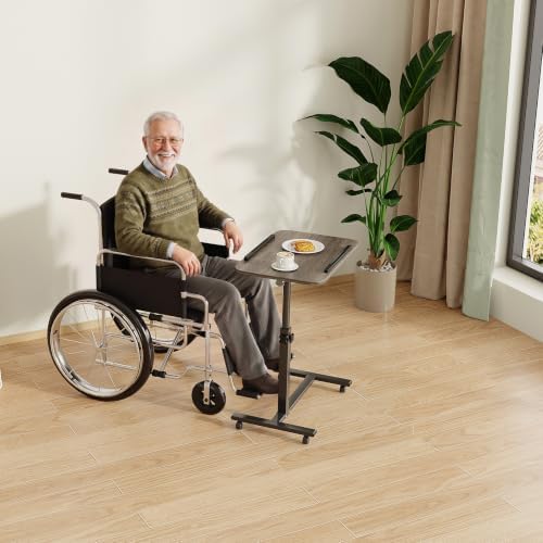 Furist Adjustable Overbed Bedside Table with Wheels Hospital Bed Table Portable Computer Stands Movable Desk Computer Table for Bed Laptop Stand for Couch - Image 6