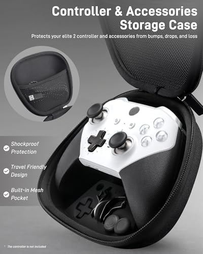 Complete Component Pack for Xbox Elite Controller Series 2 - Accessories Includes 1 Carrying Case, 1 Charging Dock, 1 Charger Cable, 4 Thumbsticks, 4 Paddles and 1 Adjustment Tool(BLACK) - Image 2
