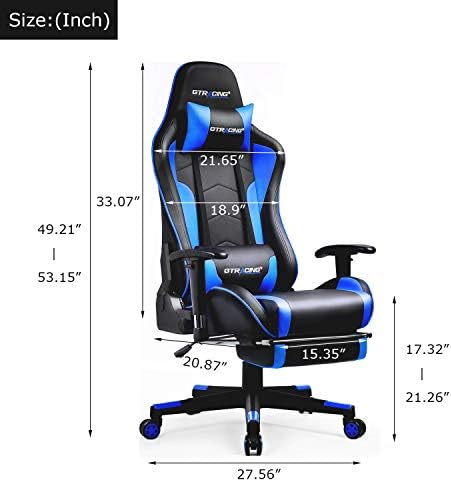 GTPLAYER Gaming Chair with Footrest Speakers Video Game Chair Bluetooth Music Heavy Duty Ergonomic Computer Office Desk Chair - Image 3