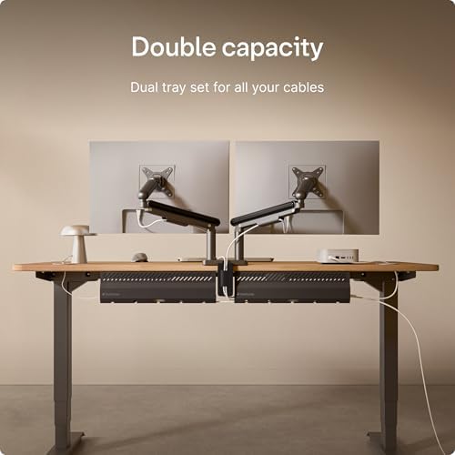 Desktronic Cable Duct Desk Black Set of 2 - Stainless Steel Cable Management Desk Cable Duct with 5 Cable Cut-Outs - Easy to Install Cable Organiser - Cable Holder - Image 4