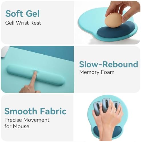 Mouse Pad with Keyboard Wrist Rest,Ergonomic Mousepad Support Set - Image 6