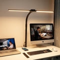 LED Desk Lamp for Home Office - 24W Eye-Caring Architect Clamp Light for Dual Monitors, Bright Task Light with USB Port, Touch Dimming, 5 Colors & 50 Modes, Flexible Gooseneck for Read, Study, Craft by AUSDOM