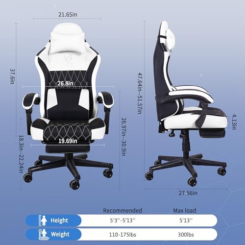 Gaming Chair,Video Game Chair with Footrest and Massage Lumbar Support | Ergonomic Computer Chair Height Adjustable with Swivel Seat and Headrest - Image 3