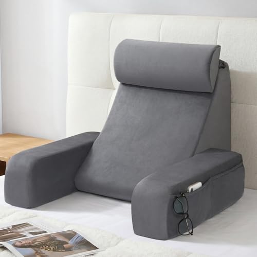 ENITYA 19" Reading Pillow for Bed with Firm Back Support & Big Pockets by ENITYA