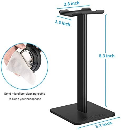 New Bee Headphone Stand Headset Holder Earphone Stand | Aluminum Supporting Bar Flexible Headrest ABS Solid Base for All Headphones Size (Black) - Image 2
