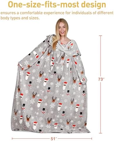 Catalonia Wearable Blanket with Sleeves for Women & Men, Fleece Wrap Throw - Image 6