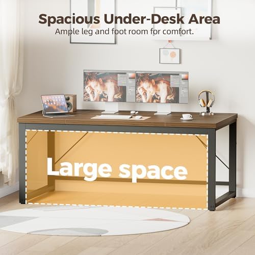 Mericonia 63x28 Inch Computer Desk, 1" Thick Heavy Duty Office Table - Image 5