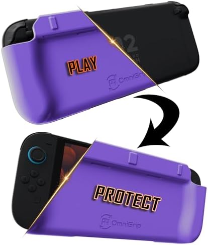 OmniGrip 3-in-1 Nintendo Switch 2 Grip Case & Reversible Switch Cover, Ergonomic Handheld Grip – 4-Game Card Storage, Secure Joy-Con Lock, Low-Profile Shell, Scratch & Dust Console Protection – Indigo by Omnigrip
