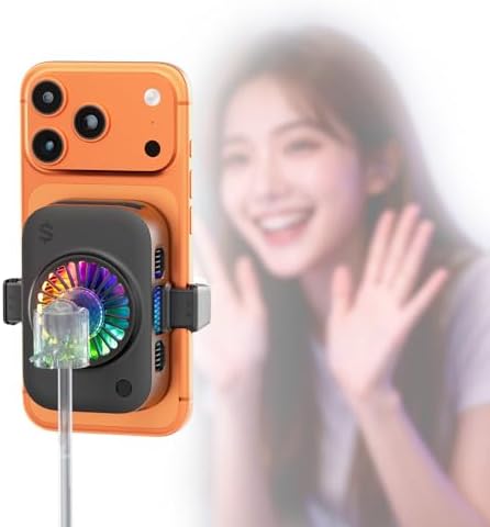 Black Shark Live Streaming Cooler – Portable Clip-On Phone Cooler with RGB Lights for Gaming, Streaming, Video Recording & Photography, Low-Noise Portable Design for Quiet, Lightweight, Easy Carry Use by BlackShark