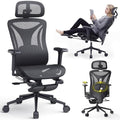 CYKOV Ergonomic Office Chair with Footrest - Adjustable Lumbar Support & Headrest, 90-160° Reclining Mesh Back Computer Chair - Home Office/Gaming, 350lbs Capacity (B-Black, Mesh) by CYKOV