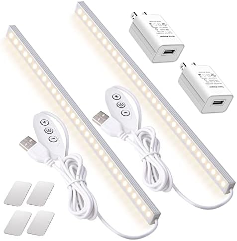 DWEPTU 2Pack LED Under Cabinet Lighting Dimmable Under Cabinet Lights with USB Powered for Closet Light Bar Under Counter Lighting Work Tables Student Dormitory (Include AC Plug) by DWEPTU