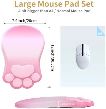 L-SPOUTTO Ergonomic Mouse Pad with Wrist Rest,Pink Mouse Pad Wrist Support - Image 4