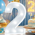 Pooqla LED Light Up Numbers, Warm White and Cool White Decorative Lighted Marquee Numbers, Light Up Numbers for Boys Girls Party, Wedding, Bar, Night Light, Room Decor, Birthday Decoration, Number 2 by Pooqla