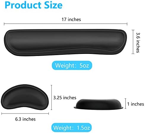 Dapesuom Keyboard Wrist Rest Set, Cute PU Leather Wrist Cushion for Computer Keyboard and Mousepad, Memory Foam Mouse Pad Rests Support with Non-Slip Base for Typing Pain Relief, Laptop, Black - Image 6