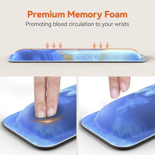 TECKNET Wrist Rest for Computer Keyboard Ergonomic, 1 in Thick, 17x3.3 in | Thicken Memory Foam, Typing Pain Relief, Wrist Support Pad for Keyboard, Comfort for Home/Office/Work, Anti-Slip Rubber Base - Image 3